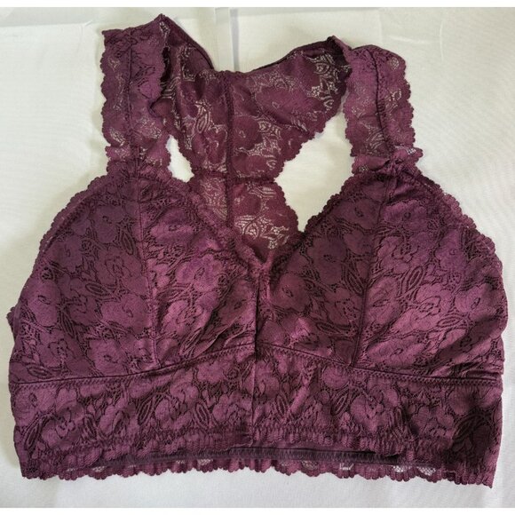 Zenana Outfitters Lace Bralette Womens XL Purple Racerback Lightly Padded - Picture 1 of 9